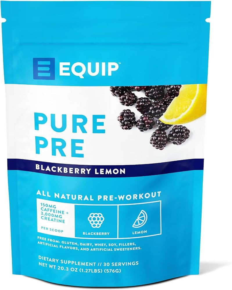 Equip Foods Pure Pre All Natural Pre-Workout Powder | Green Tea Caffeine, Sea Salt, EAA, Vitamin ... | Amazon (US)
