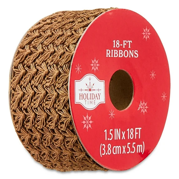 Christmas Ribbon, Brown, 1.5" x 18', by Holiday Time | Walmart (US)