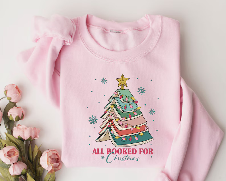 Book Tree Christmas Sweater, All Booked for Christmas Sweatshirt, Gift for Book Lover, Gift for T... | Etsy (US)