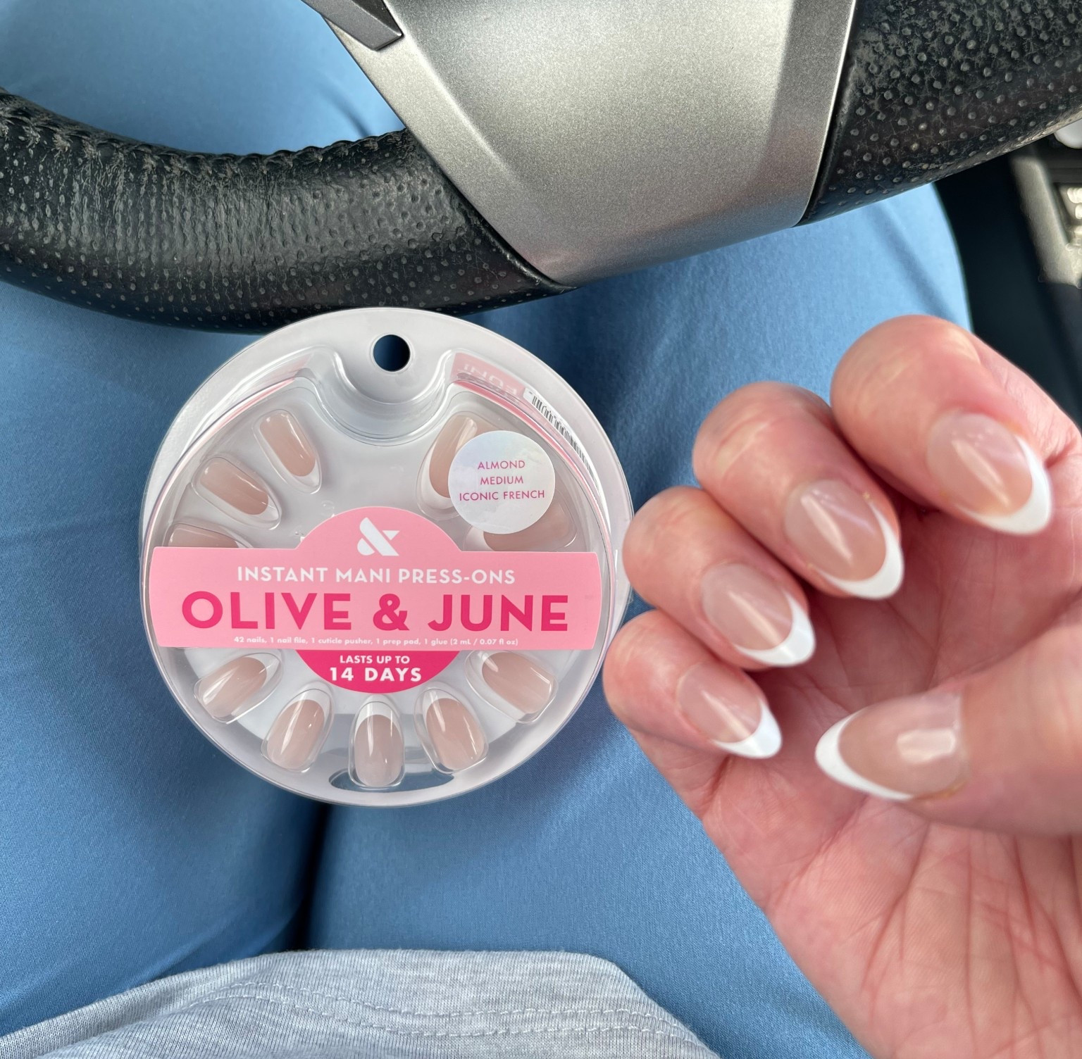 My favorite $10 press on nails. Love the simplicity, length, & the shape. a classic look to go with everything. FYI: They don’t last 14 days though! 
Nails, olive & June, target nails, glue on nails, white tips, target pick up, manicure 

#LTKBeauty #LTKTravel #LTKselfcare