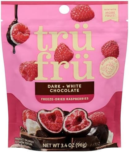 Tru Fru, Freeze-Dried Dark + White Chocolate Raspberries, 3.4 Ounce | Amazon (US)