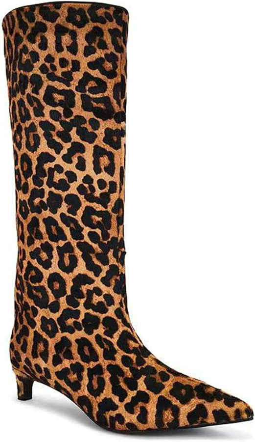 Knee High Boots for Women Pointed Toe Kitten Heel Casual Fashion Long Boots | Amazon (US)