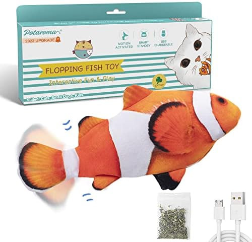Potaroma Flopping Fish 10.5", Upgraded for 2022, Moving Cat Kicker Toy, Floppy Fish Animal Toy fo... | Amazon (US)