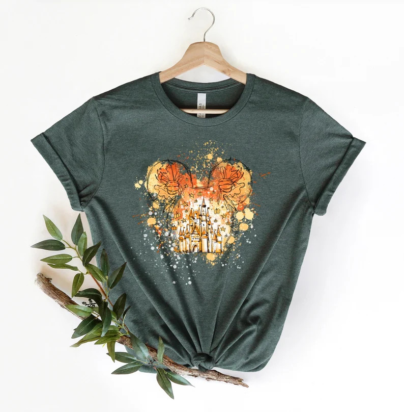 Mickey Fall Shirt, Disney Fall Castle Tee, Disney Halloween Party Shirt, Mickey Autumn Leaves Tee... | Etsy (US)