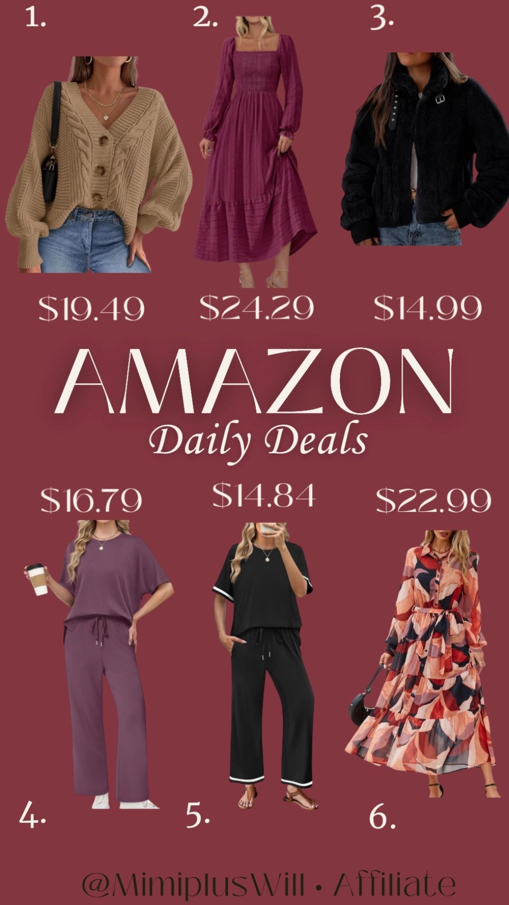 Amazon daily deals! Use the codes below for a limited time! 

1. YO9HTR8Y
2. 45FLD8FJ
3. E738ODJ3
4. B0FP57DH38
5. TB85BYQF
6. KJQ2YGJG

Amazon | deals | dress | matching set | cardigan | women’s outfit
Follow @mimipluswill for more!

#LTKPetite #LTKFindsUnder50 #LTKSaleAlert