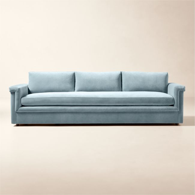 Ceva 103"" Light Blue Performance Velvet Sofa | CB2