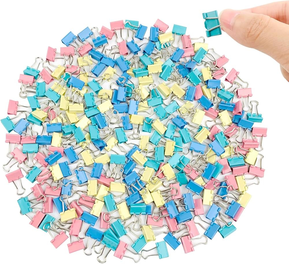 240-Pack Mini Binder Clips in 4 Colors (Blue, Yellow, Red, Green), 15mm/0.6-Inch Small Paper Clip... | Amazon (US)