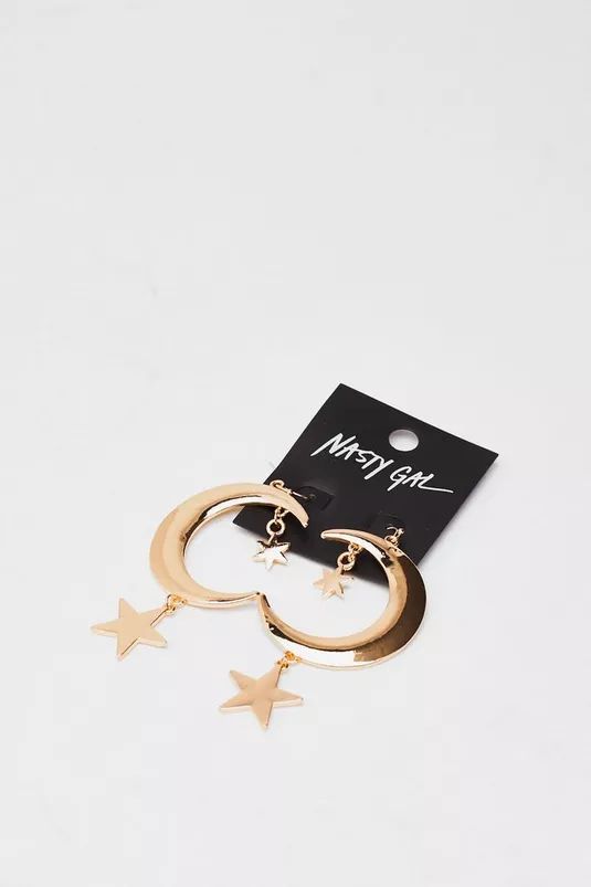 Recycled Metal Moon Drop Earrings | Nasty Gal (US)