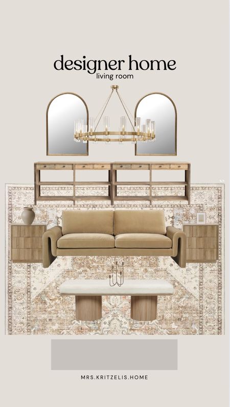 Designer home living room! 

Mirror, console table, couch, ottoman, home decor, vase, seating, light fixture 

#LTKHome #LTKSaleAlert #LTKFindsUnder100