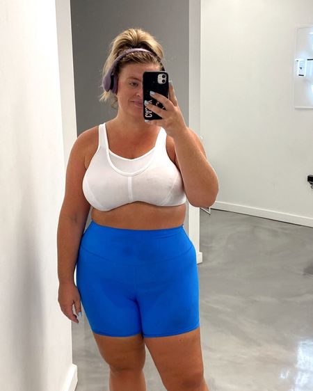 Sports bra less than $50 great for large busts! Medium to high impact wireless sports bra — size down 2-3 cup sizes. Wunder train bike shorts great for lifting weights! Size down 1  

#LTKmidsize #LTKfitness #LTKcurves