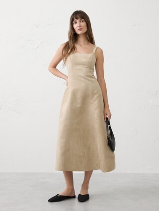Vegan Suede Strappy Midi Dress | Banana Republic Factory