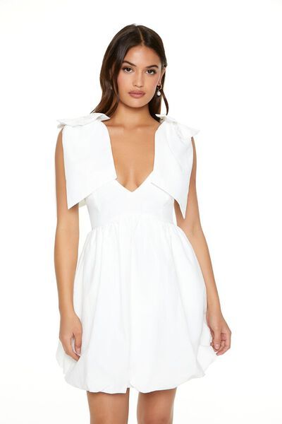 Plunging Bow Babydoll Dress | Forever 21