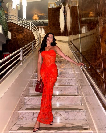 Gorgeous Natalie Rolt sheer lace tangerine maxi gown dress 🍊wearing size Small 

#LTKParties #LTKStyleTip #LTKWedding