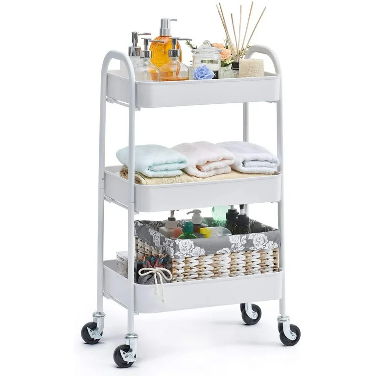 Kingrack 3 Tier Rolling Cart, No Screw Metal Utility Cart, Easy Assemble Utility Serving Cart, St... | Walmart (US)