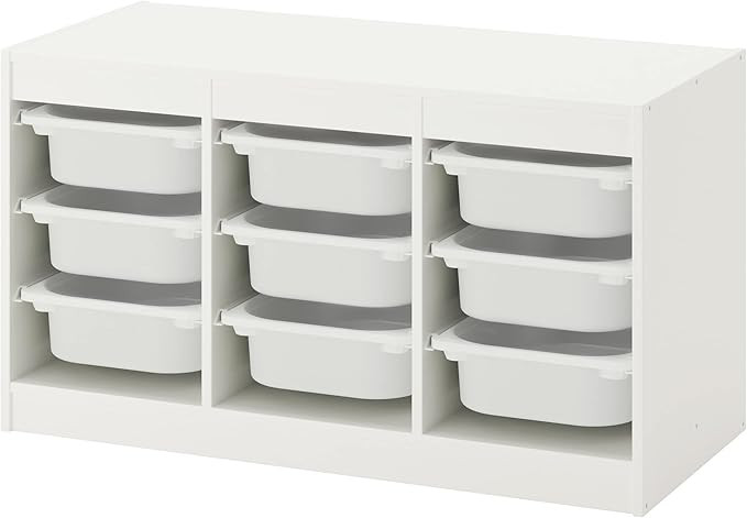Ikea TROFAST storage combination with boxes, 99x44x56 cm, white/white | Amazon (US)