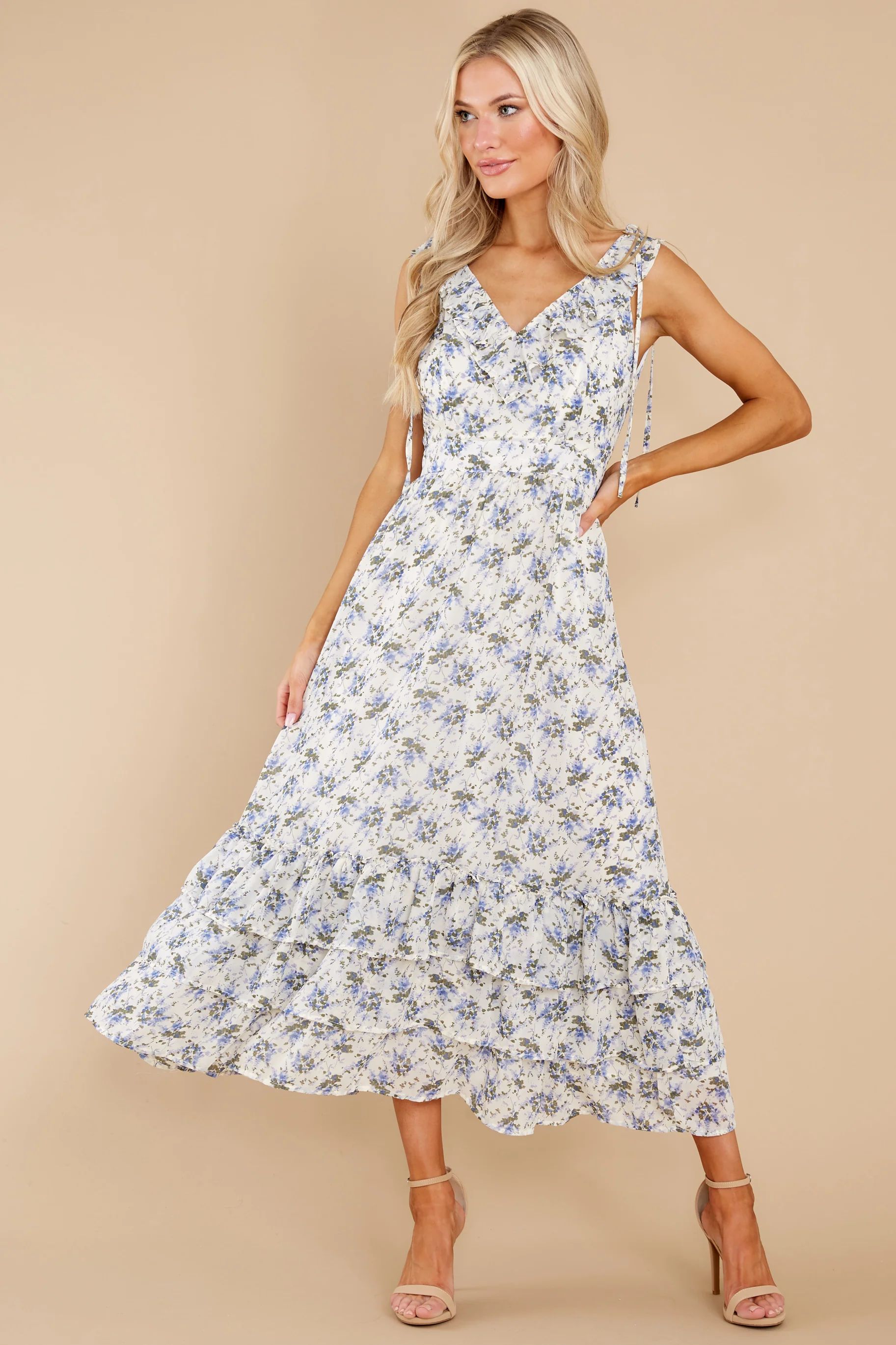 You Mean Everything Blue And White Floral Print Maxi Dress | Red Dress 