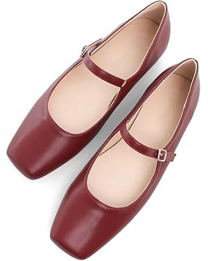 TN TANGNEST Leather Flats for Women Comfortable Square Toe Slip On Flats Soft Work Flats Retro Ma... | Amazon (US)