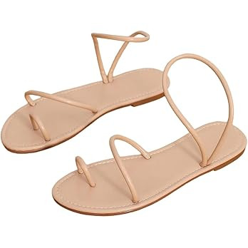 GORGLITTER Women's Metallic Strappy Thong Flat Sandals Dressy Vacation Gold Open Toe Ring 2026 Sl... | Amazon (US)