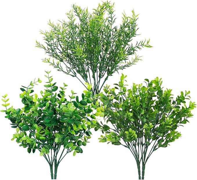 6 Bundles Artificial Greenery Stems Mixed Fake Plants Eucalyptus Rosemary Magnolia Stems Faux Pla... | Amazon (US)
