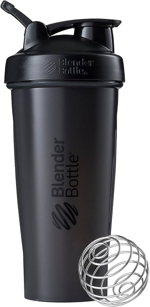 BlenderBottle Classic Shaker Bottle Perfect for Protein Shakes and Pre Workout, Black, 20 Ounce | Amazon (US)