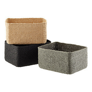 Woven Paper Bin Grey | The Container Store
