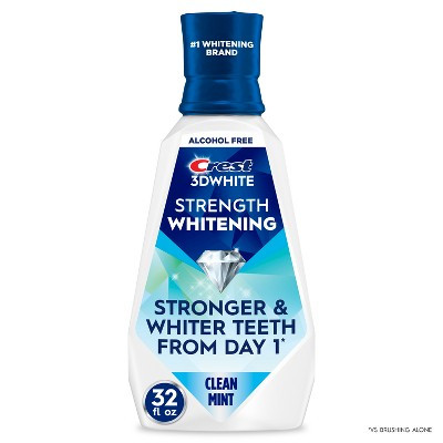 Crest 3D White Strength Whitening Mouthwash - Alcohol Free - Contains Fluoride - Arctic Fresh - 946ml | Target