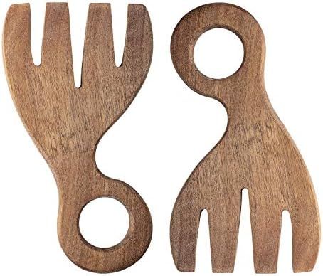 Bloomingville Acacia Wood Salad Servers, 7 Inch, Brown | Amazon (US)