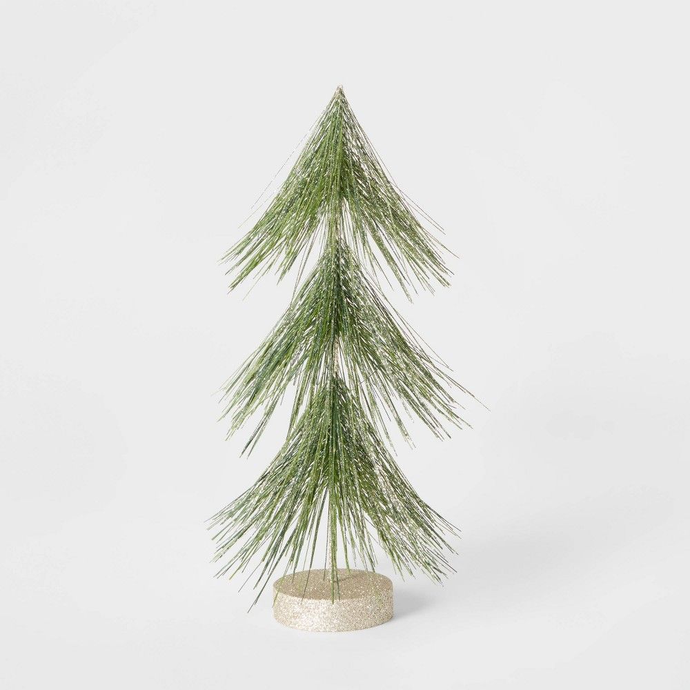 12in Unlit Tinsel Christmas Tree Decorative Figurine Green with Gold - Wondershop | Target