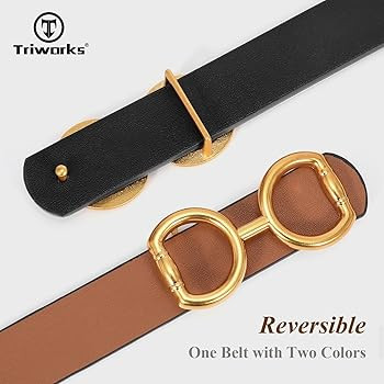 TRIWORKS Reversible Leather Belt for Women, Fashion Ladies Belt for Jeans Pants Dress Width:0.9" | Amazon (US)