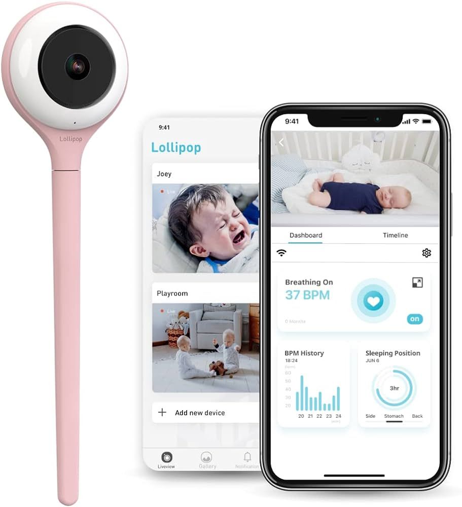 Lollipop Baby Monitor (Cotton Candy) - with Contactless Breathing Monitoring (No Extra Sensor Req... | Amazon (US)