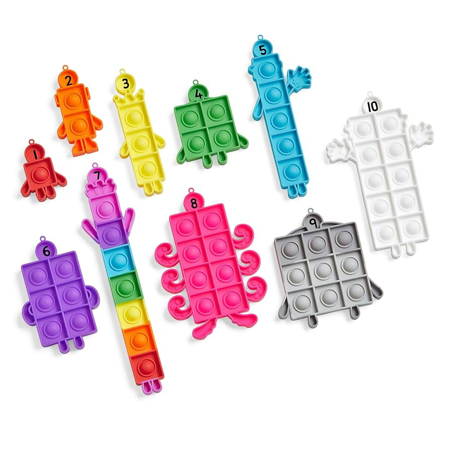 hand2mind Numberblocks Sensory Bubble Poppers, Push Pop Fidget Toys, Keychains for Kids, Counting... | Amazon (US)