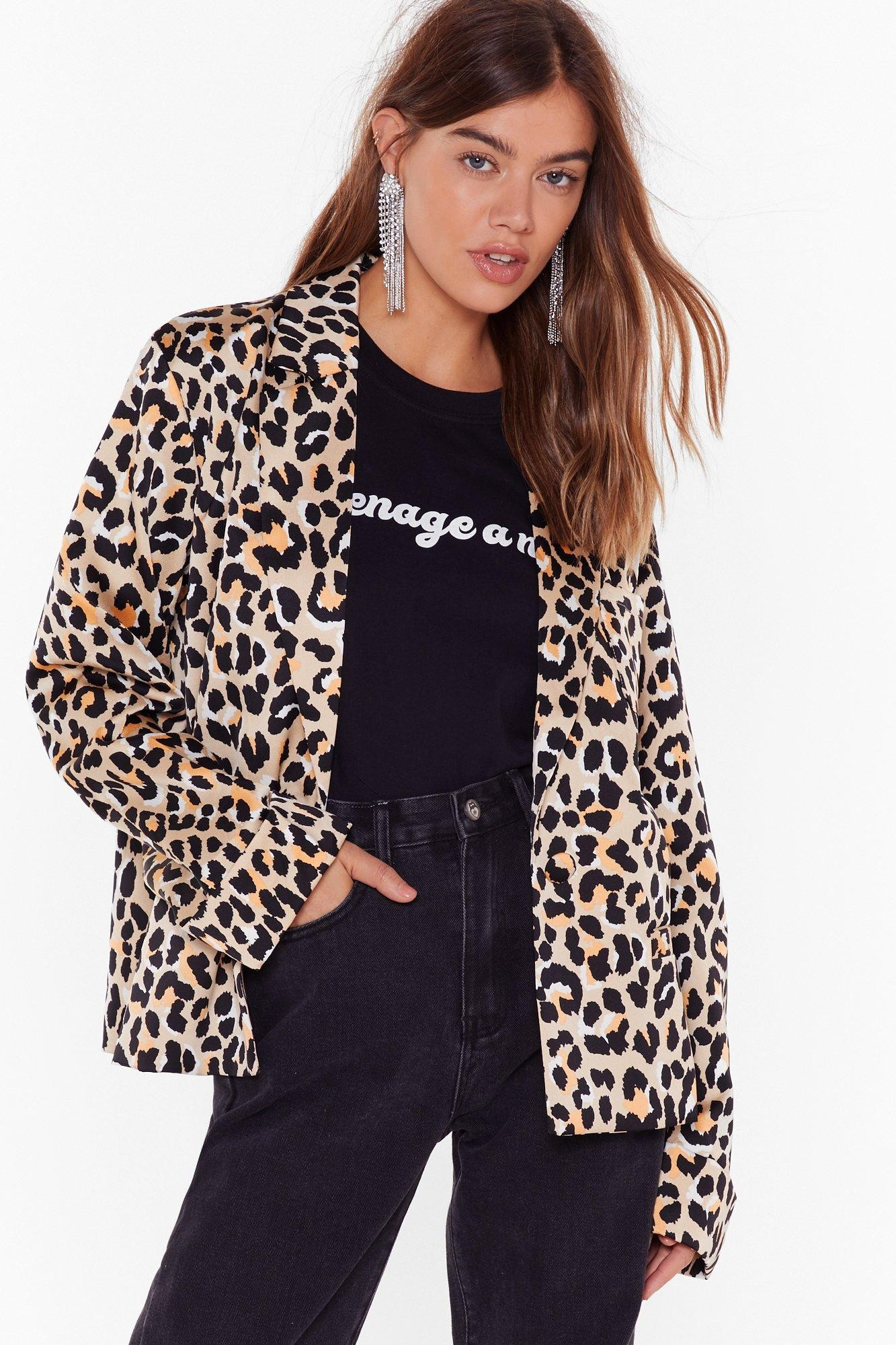 Womens Catch Meowt Oversized Leopard Blazer - Stone | NastyGal (US & CA)