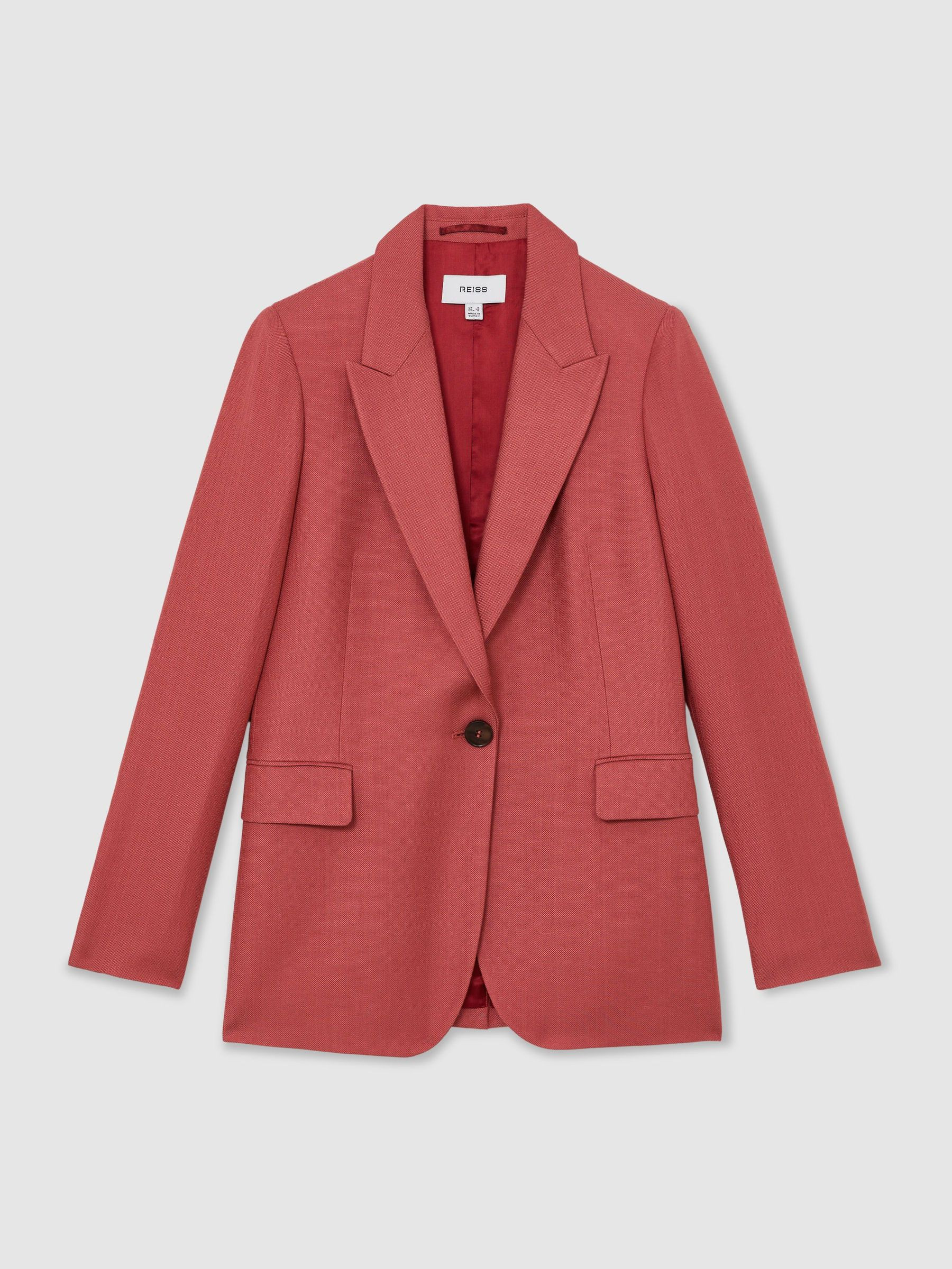 Reiss Single-Breasted Peak-Lapel Suit Blazer in Burnt Red | REISS | Reiss US