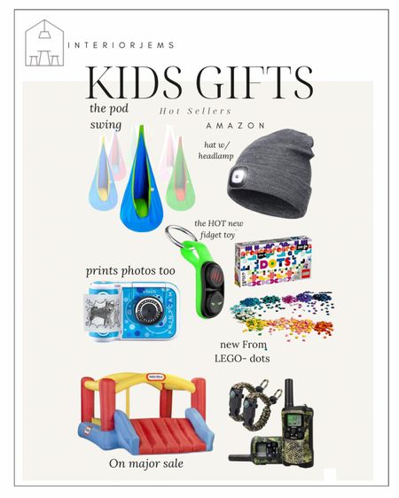 Kids gift ideas, swing, headlamp beanie hat, Lego dots, bounce house, walkie-talkies hot kids toys we live. Selling fast toys

#LTKHoliday #LTKsalealert #LTKfamily