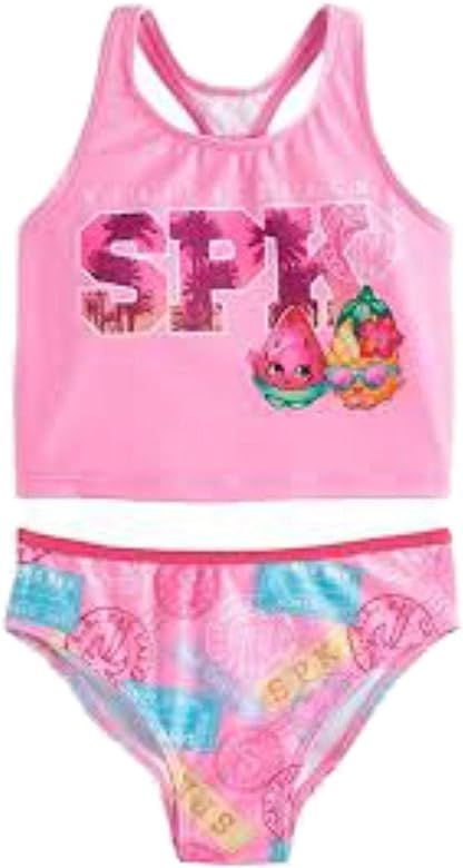 Shopkins Girls Pink Venice Beach Tankini Swimming Swim Suit Two 2 Piece | Amazon (US)