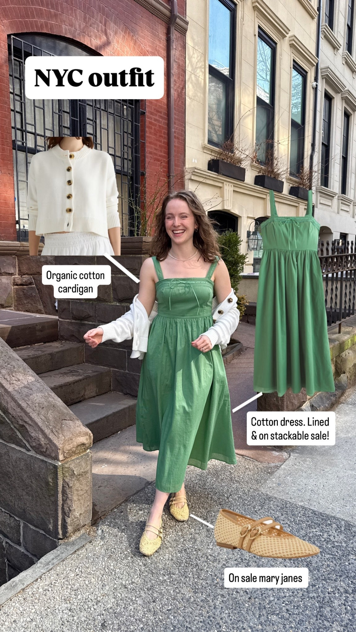 NYC spring outfit. Love this green Abercrombie dress for Easter! Wearing xs petite. Stackable sale code AFKATHLEEN 

#LTKSaleAlert #LTKPetite