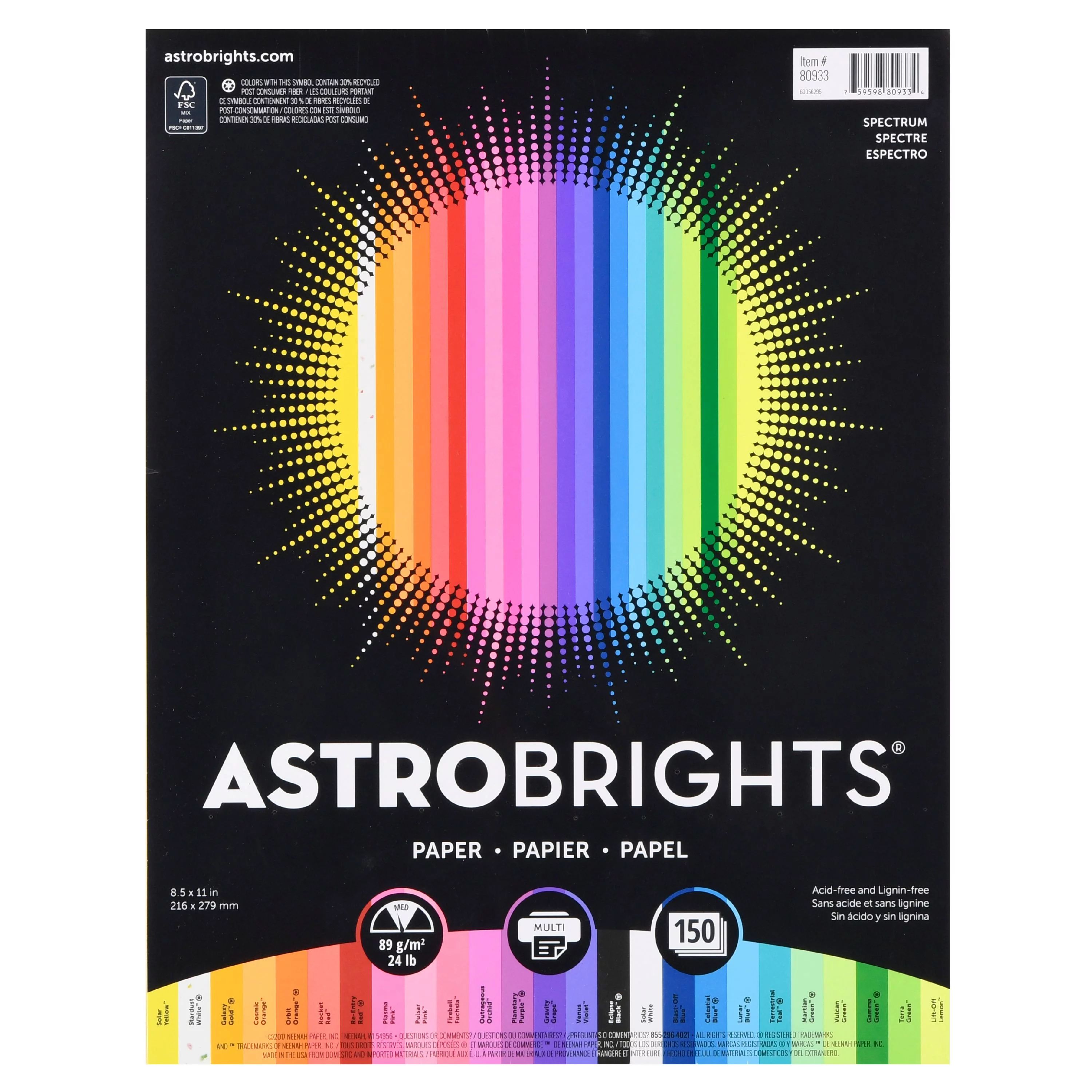 Astrobrights Color Paper, 8.5" x 11", Spectrum Assortment, 150 Count - Walmart.com | Walmart (US)
