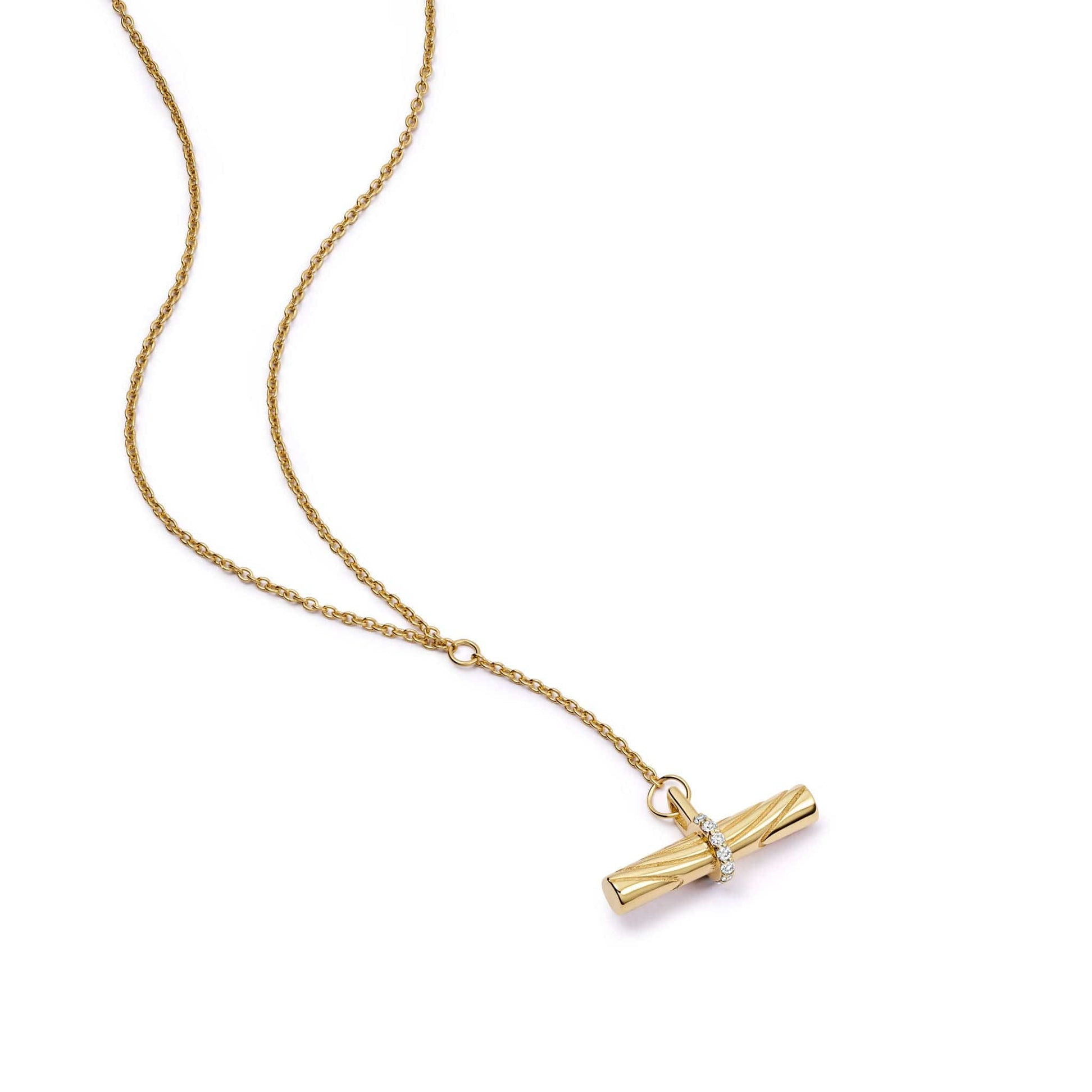 Estée Lalonde Fine Diamond T Bar Necklace 14ct Solid Gold | Daisy London Jewellery