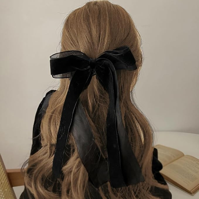 Hair Bow Clip - Velvet Black Hair Bow, 1pc (Hair Securing, Decorative) for Women | Amazon (US)