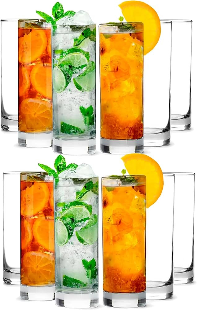 LEMONSODA Premium Highball 12oz/15oz Glass Sets - Elegant Tom Collins Glasses - Tall Water Drinki... | Amazon (US)