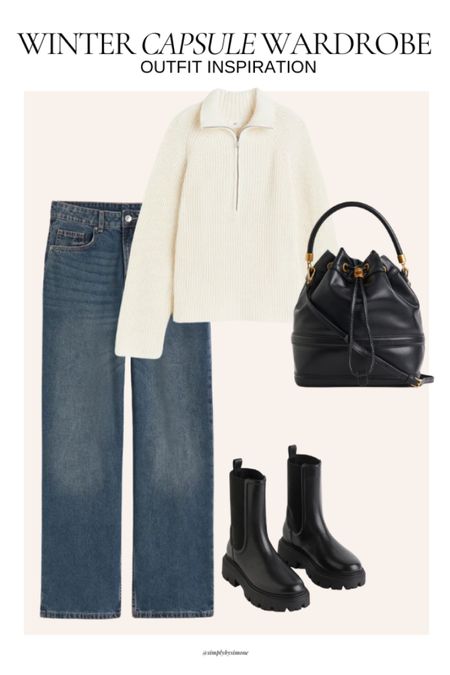 H&M outfit ideas, jean outfits, jeans, winter outfits, capsule wardrobe, winter capsule wardrobe, capsule wardrobe outfits, casual winter outfits, casual mom outfits, school pickup outfits 