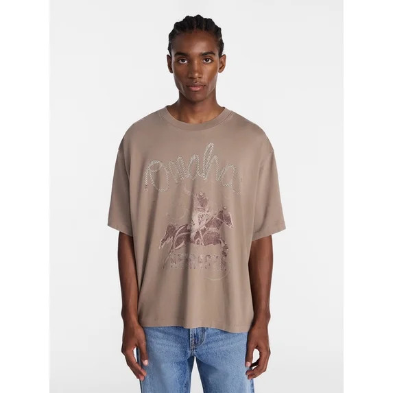 No Boundaries Boxy Fit Heavyweight Graphic Tee Shirt with Short Sleeves, Men's XS-4XLT | Walmart (US)
