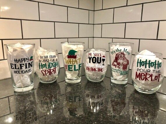 Holiday Wine and Beer Glasses | Wine Glass | Beer Glass | Christmas Wine and Beer Glasses | Festi... | Etsy (US)