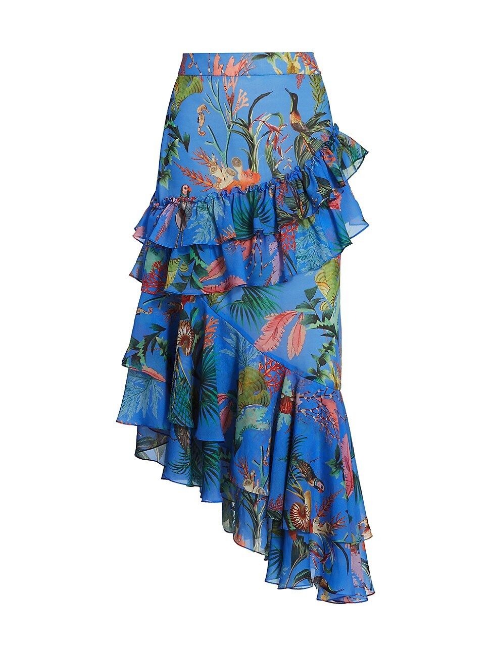 PatBO Women's Oasis Ruffle Midi Skirt - Blue - Size 2 | Saks Fifth Avenue