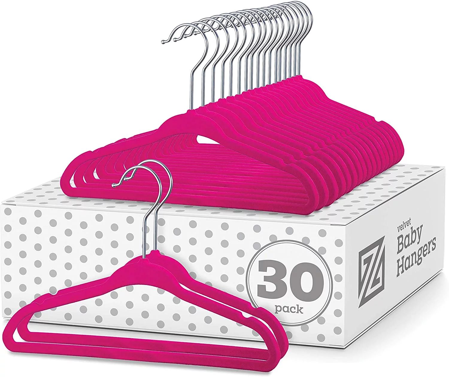 Zober Kids Non Slip Velvet Clothing Hanger, 30 Pack, Pink | Walmart (US)