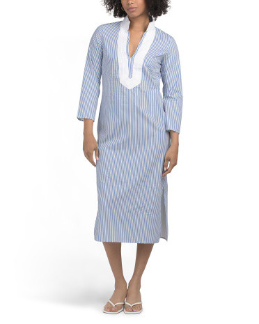 Seersucker Long Sleeve Caftan Dress | Casual Dresses  | Marshalls | Marshalls