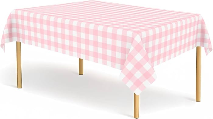 4 Pack Pink and White Checkered Tablecloth Pink Gingham Plastic Table Cloths for Parties Disposab... | Amazon (US)