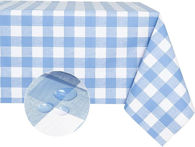 Checkered Vinyl Rectangle Tablecloth – 100% Waterproof Oil Proof PVC Table Cloth, Heavy Duty Wi... | Amazon (US)