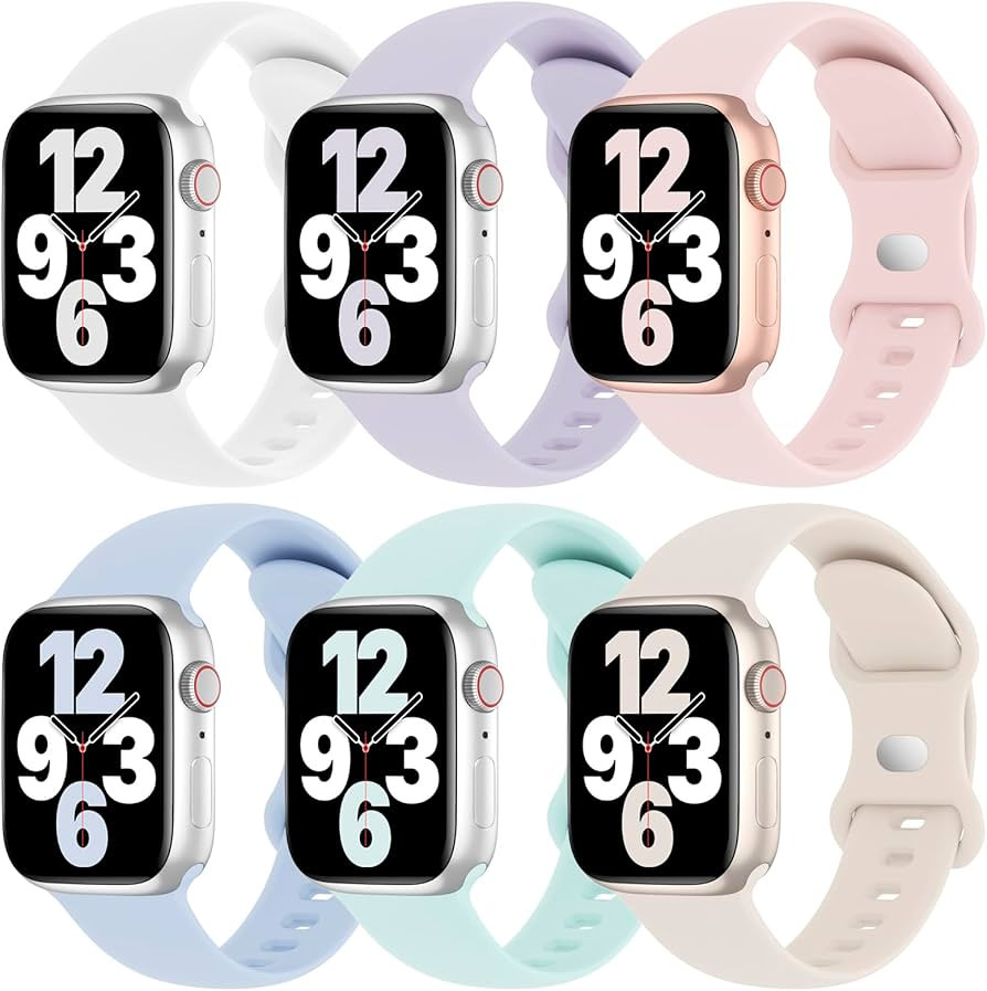 6 Pack Silicone Bands Compatible with Apple Watch Band 38mm 40mm 41mm 42mm 44mm 45mm 46mm 49mm Wo... | Amazon (US)