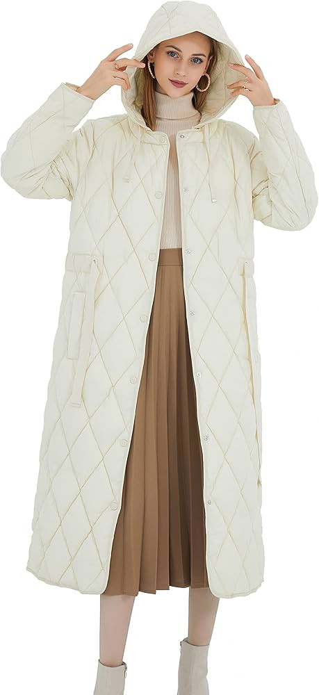 Wownach Women's Long Puffer Coat Quilted Hooded Maxi Parka Warm Winter Jacket | Amazon (US)